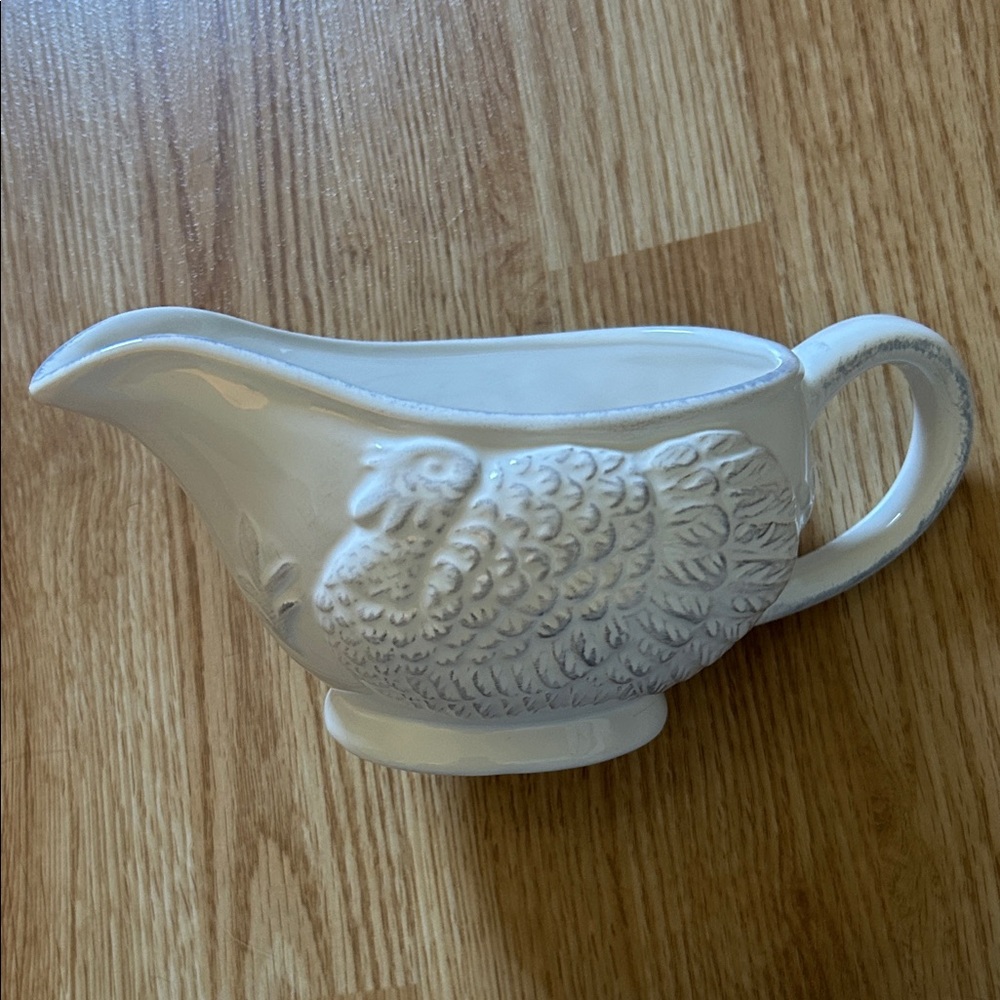 White Embossed Gravy Boat